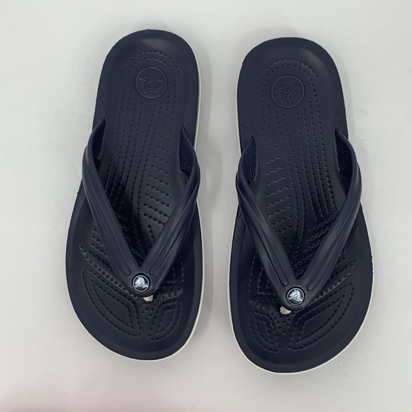 CROCS Crocband flip flop sandals shoe thong navy blue waterproof flat women 6 - Picture 1 of 5